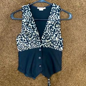 Black animal print vest